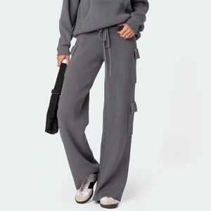 Edikted Wynter Gray Knit Cargo Pants